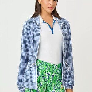 NWT! Lilly Pulitzer UPF 50+ Lux Romilly Jacket, Starlight Navy Gingham, XS